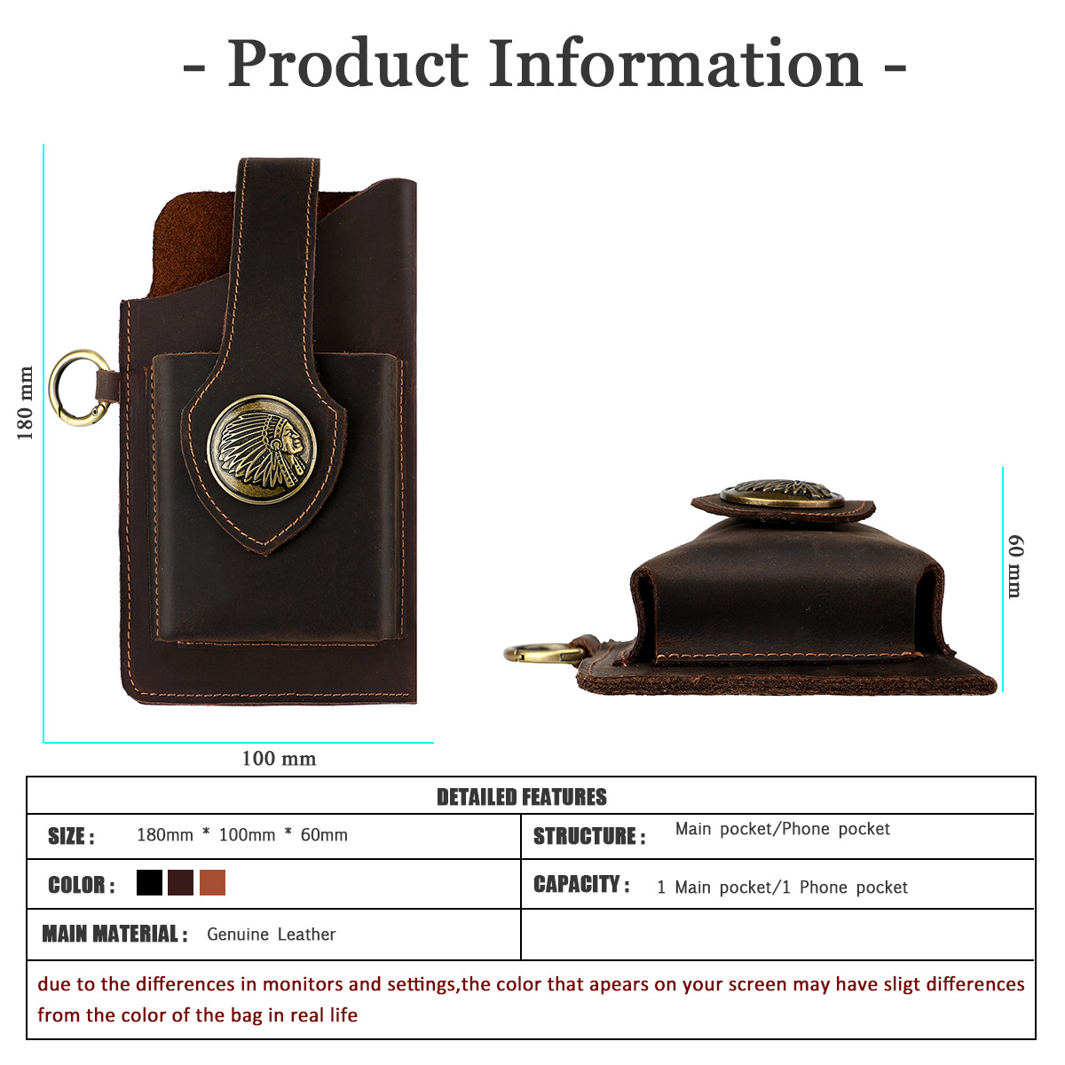 Men Leather Belt Loop Phone Po - Edc Car Carry recension och pris