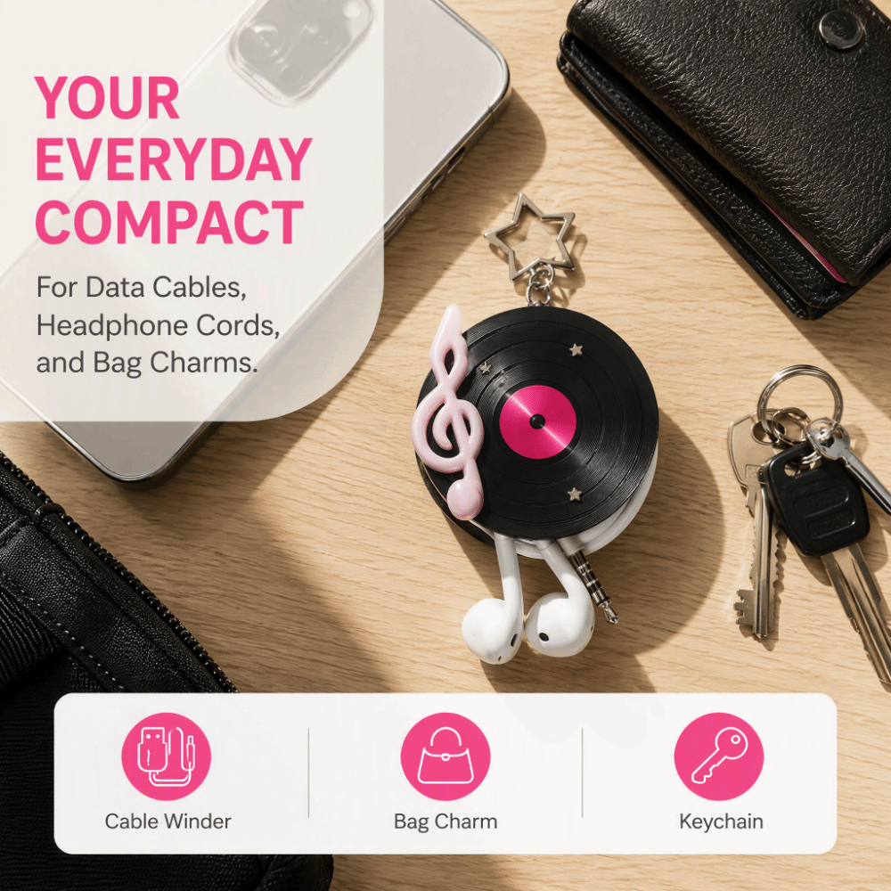 Y2K Vinyl Record Keychain Kore - Cable Winder Keychain recension och pris